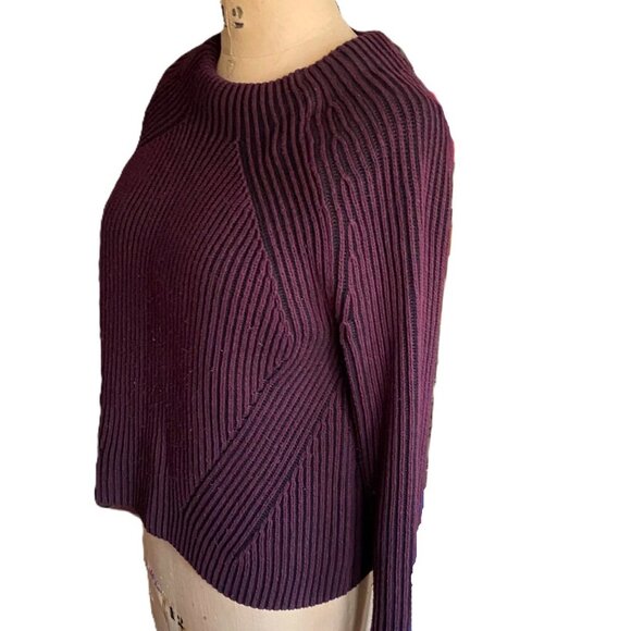 NWOT Athleta Rockland Sweater  Aubergine/ Eggplant & Black textured, ribbed S - Picture 5 of 10